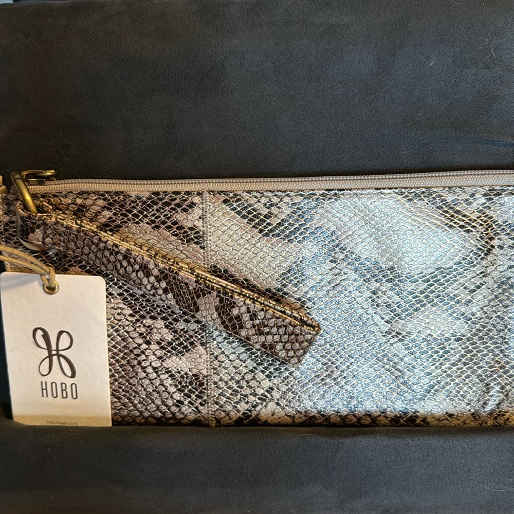 Hobo “Platinum Shimmer” Leather Wristlet